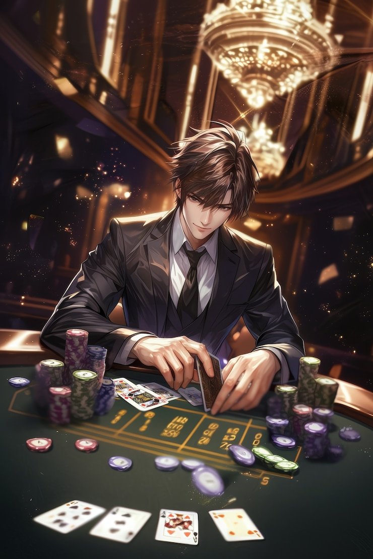 Dealer profesional tambang888 menampilkan kartu Over Under dalam studio langsung dengan kamera multi-sudut